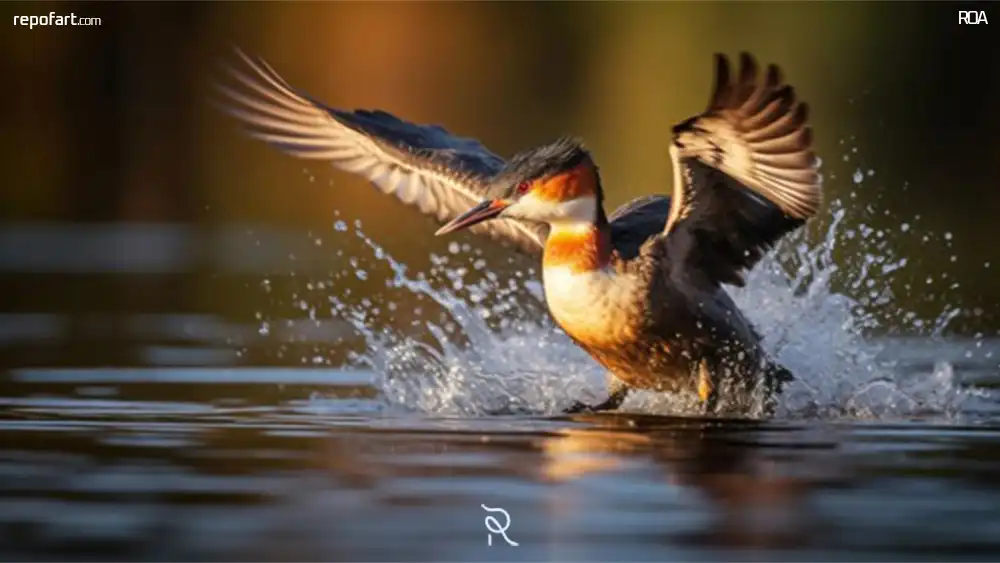 پرنده در حال پرواز روی آب